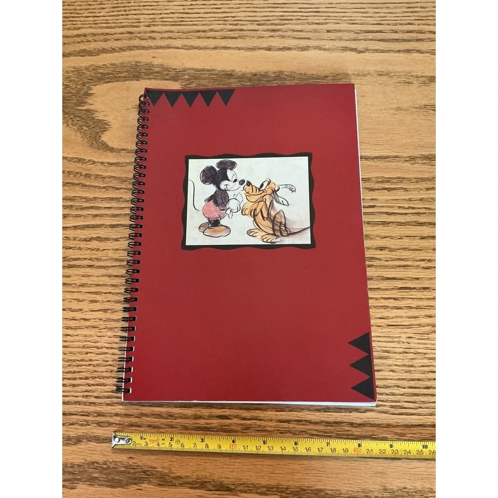 Vintage Disney Store Mickey Minnie Mouse Floral Spiral Notebook Pluto Sketch Pad